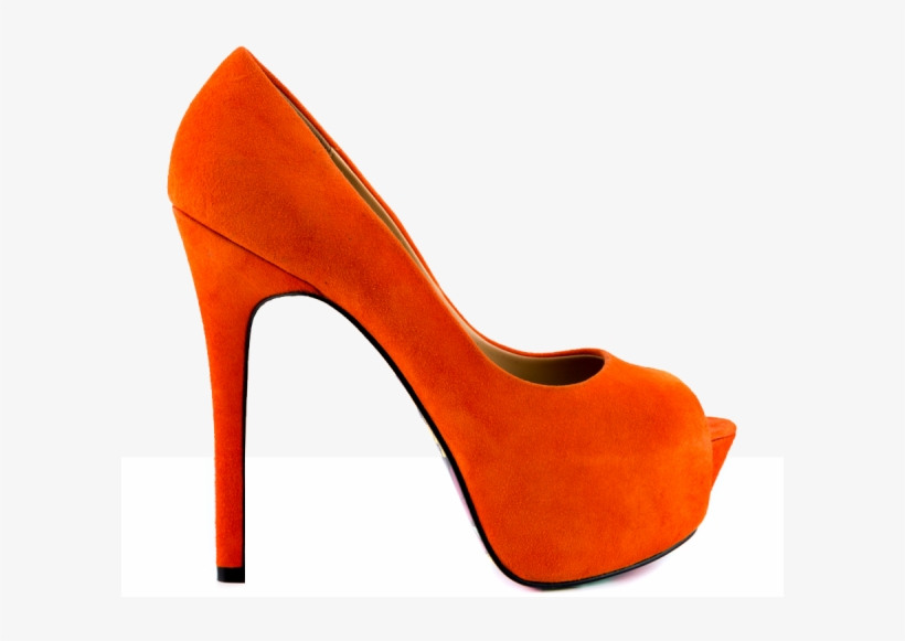 Women's Orange Floral Print Stiletto Heels Peep Toe - Stiletto Heel, transparent png #9532541
