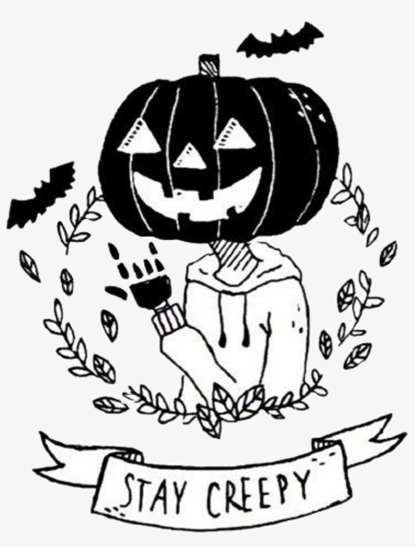 #blackandwhite #halloween #tattoo #tumblr #staycreepy - Jack-o'-lantern, transparent png #9534158