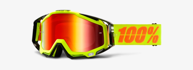 100% Motocross Goggle White Black Yellow, transparent png #9534937