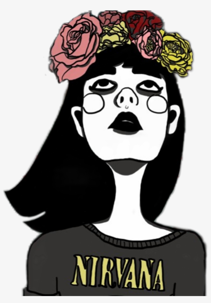 #art #drawing #nirvana #tumblr #girl #flowercrown - Imagenes Tumblr De Nirvana, transparent png #9538348