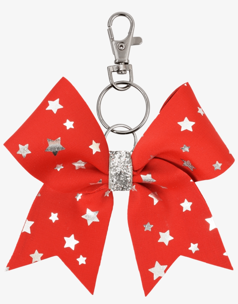 Red Foiled Stars I Love Cheer® Bow Keyring - Keychain, transparent png #9538787