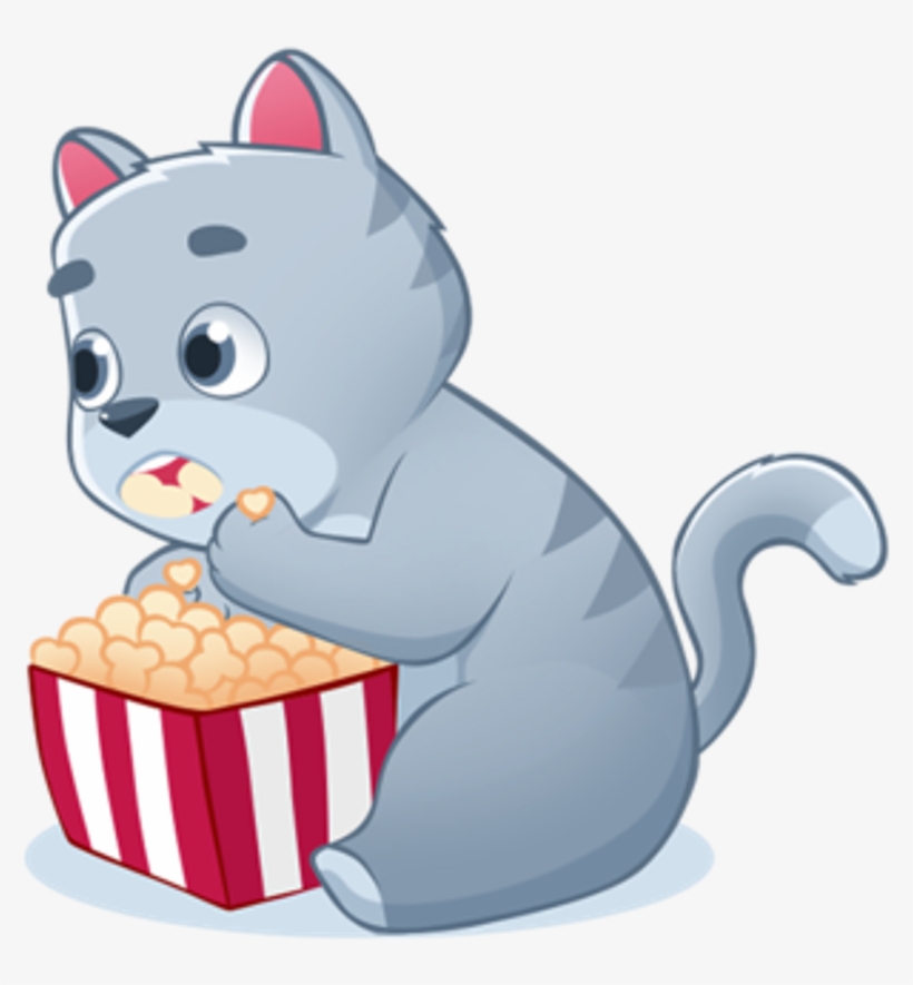 #popcorn #cat #movie #movies #cats #sticker #sickers - Illustration, transparent png #9539864
