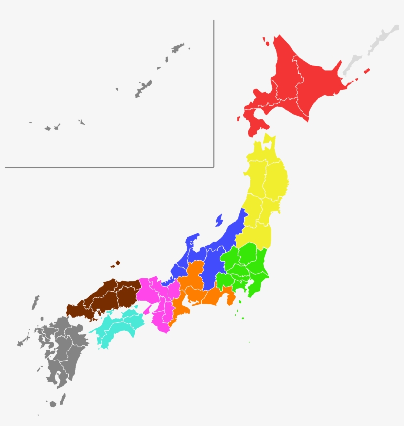 Japanese Football Regions Colored - Japan Meiji Restoration Map - Free  Transparent PNG Download - PNGkey