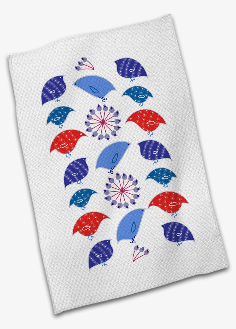 Holiday Birds And Berries Cotton Tea Towel - Patchwork, transparent png #9541188