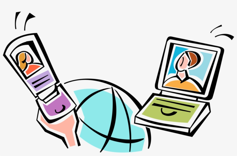Vector Illustration Of Colleagues Communicate Via Mobile, transparent png #9541357
