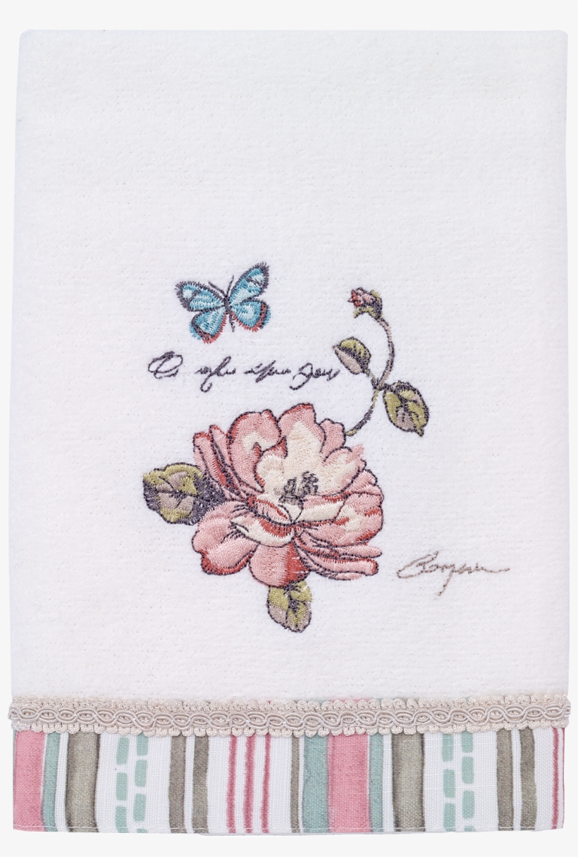 Butterfly Garden White Hand Towel - Towel, transparent png #9541446