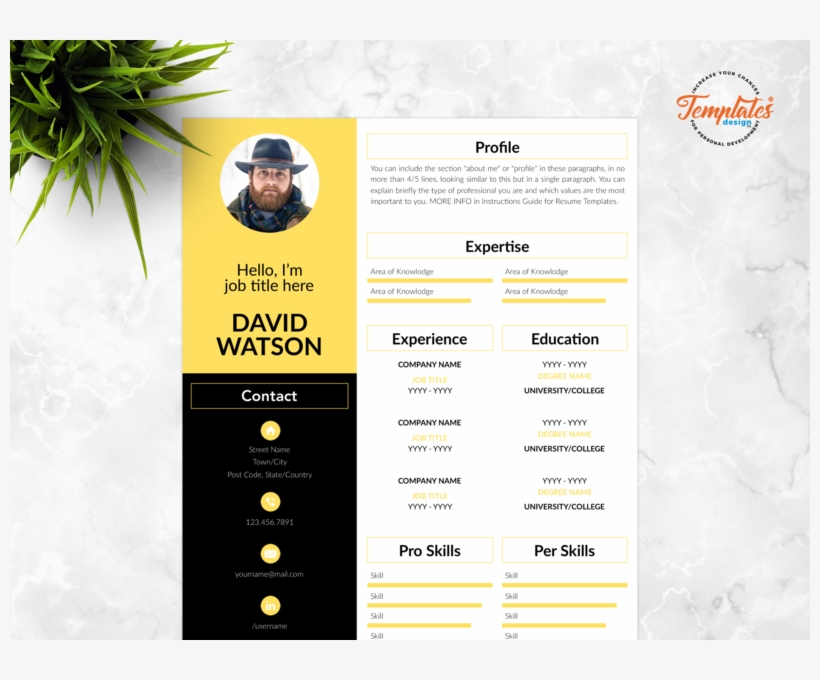 Resume Template For Word And Pages "david Watson" - Template, transparent png #9542306