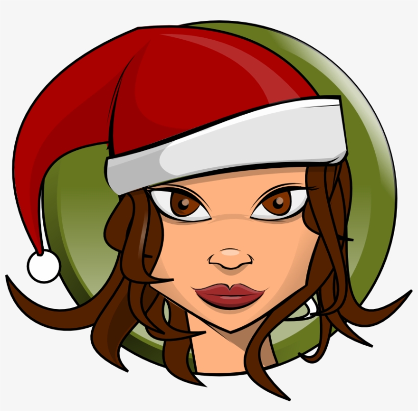 Free Woman Wearing Santa Hat Clip Art - Mujer Navidad En Caricatura, transparent png #9543367