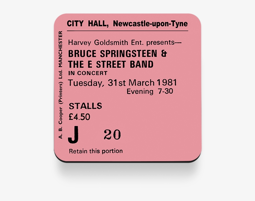 Bruce Springsteen Newcastle City Hall Ticket Magnet - Parallel, transparent png #9547887