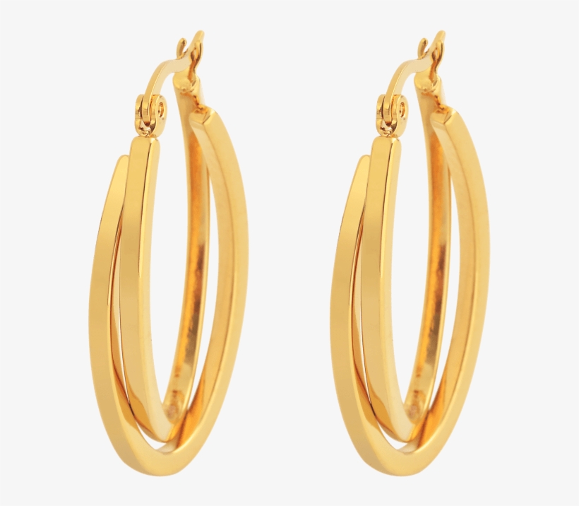 18k Gold-plated Oval Hoop Earrings, transparent png #9548192
