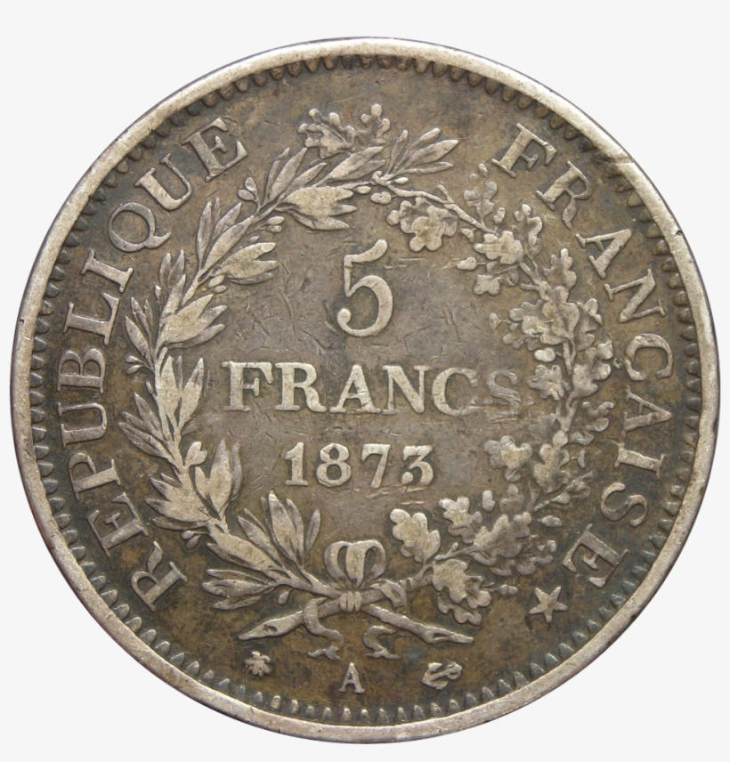 1870-1889 France 5 Francs Silver Crown, transparent png #9548268