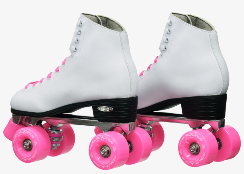 Epic Classic White And Pink Roller Skates - Quad Skates, transparent png #9548843