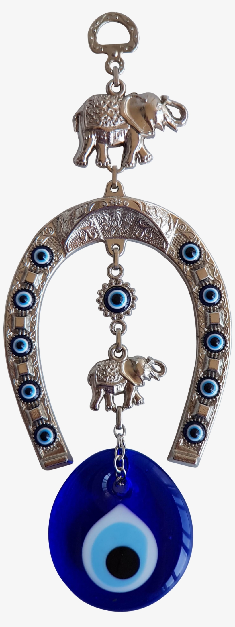 Bead Global Turkish Blue Evil Eye Horse Shoe With Elephant - Locket, transparent png #9550535