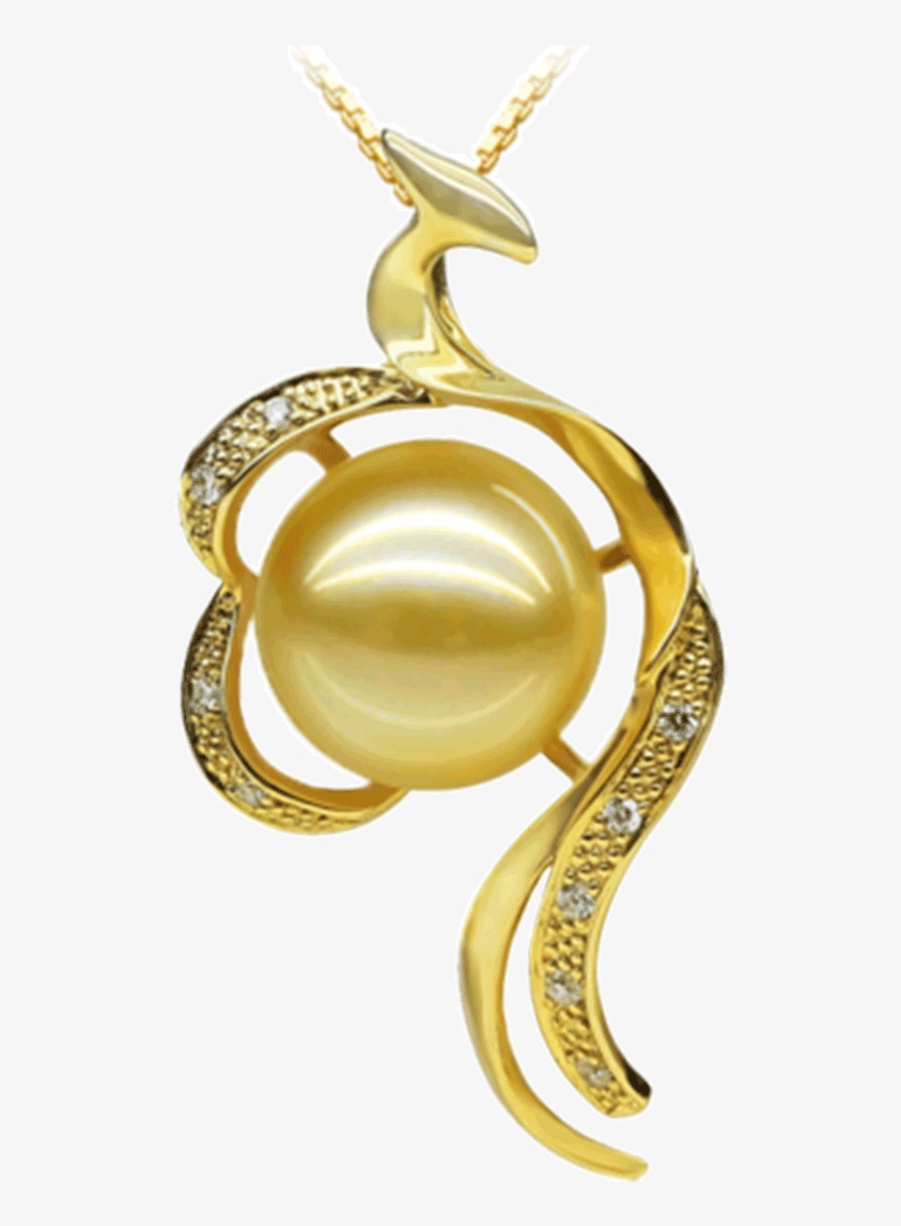 Golden Phoenix Pearl Necklace - Pendant, transparent png #9550845
