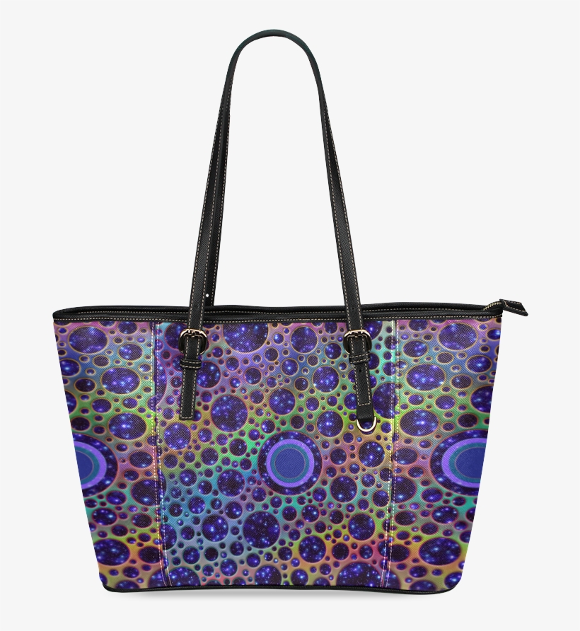 Universe Dots Grid Colored Pattern Leather Tote Bag/small - Handbag, transparent png #9550941