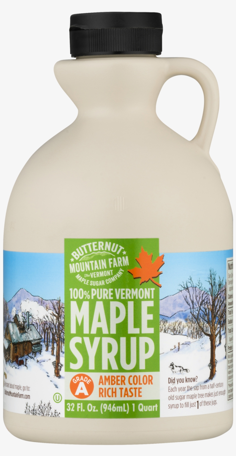 Butternut Mountain Farm 100% Pure Vermont Maple Syrup, - Water Bottle, transparent png #9551196