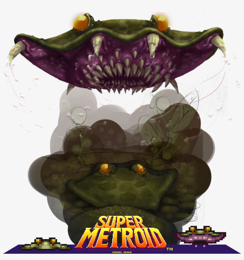 This Is A Chutleach From The Water Area In Super Metroid - Super Metroid Title Screen, transparent png #9552036