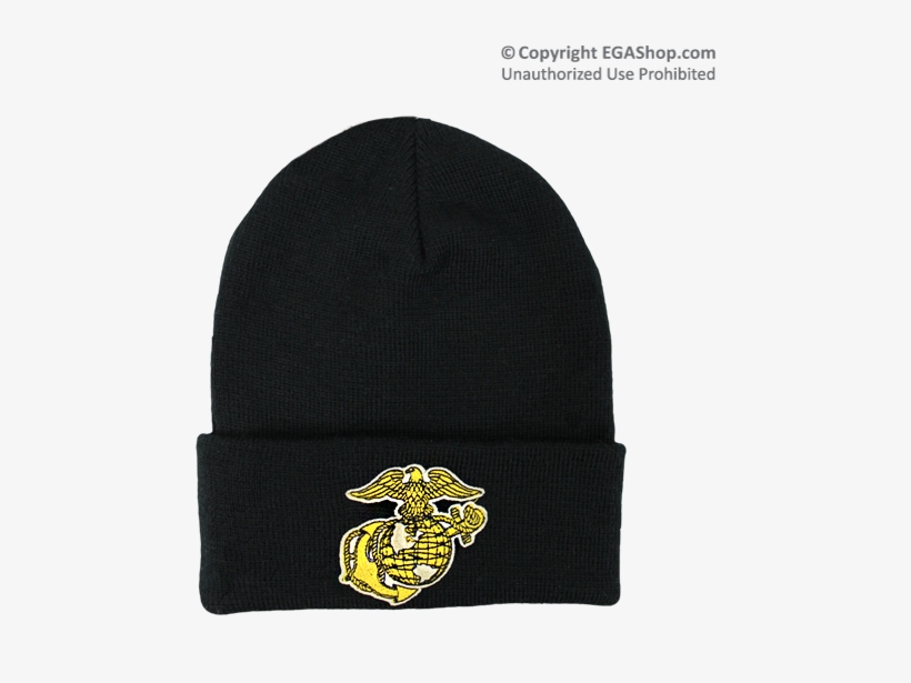 Black With Yellow Eagle, Globe And Anchor At The Ega - Beanie, transparent png #9552901