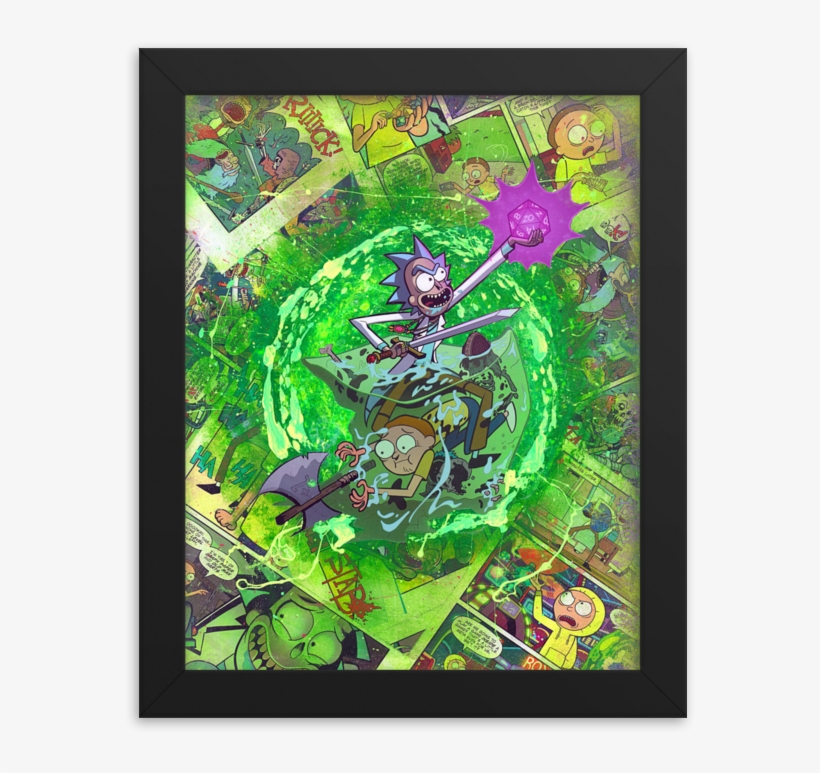 Rick And Morty Dungeons & Dragons Comic Canvas Framed - Still Life, transparent png #9553206