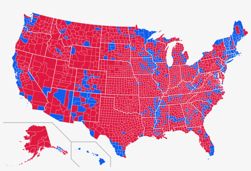 Us Election - 2016 Election County Map, transparent png #9554105