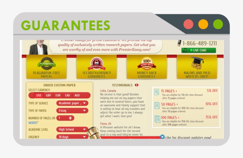 Guarantees From Premier Essay - Web Page, transparent png #9555078