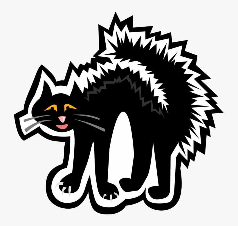 Vector Illustration Of Halloween Black Cat Associated - Black Cat, transparent png #9555123