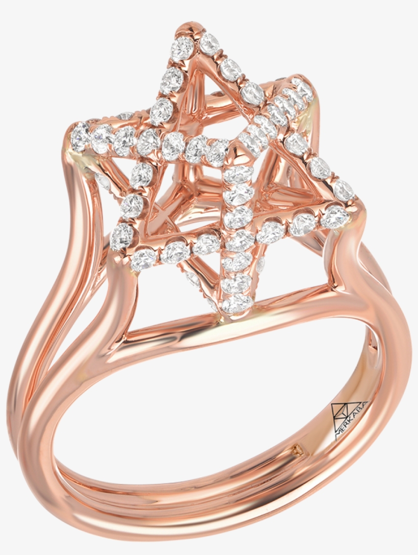 Merkaba Light Rose Gold Ring With Diamonds - Engagement Ring, transparent png #9555834