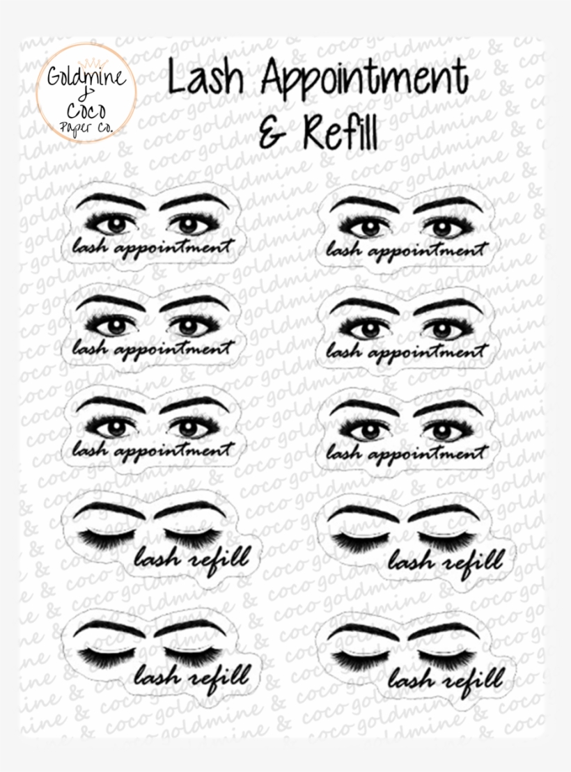 Lash Appointment & Refill Sticker Sheet - Moustache, transparent png #9556559