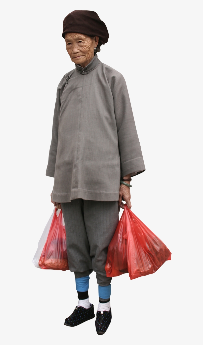 Carrying Bags Of Produce Through The Streets Of Kunming, - Girl, transparent png #9557683