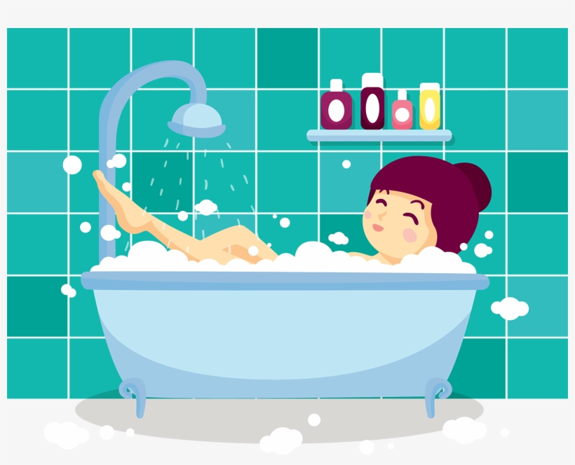 Bathing Bathroom Bubble Bath Bathtub Towel Cute Cartoon - Bubble Bathtub Clipart Free, transparent png #9558519