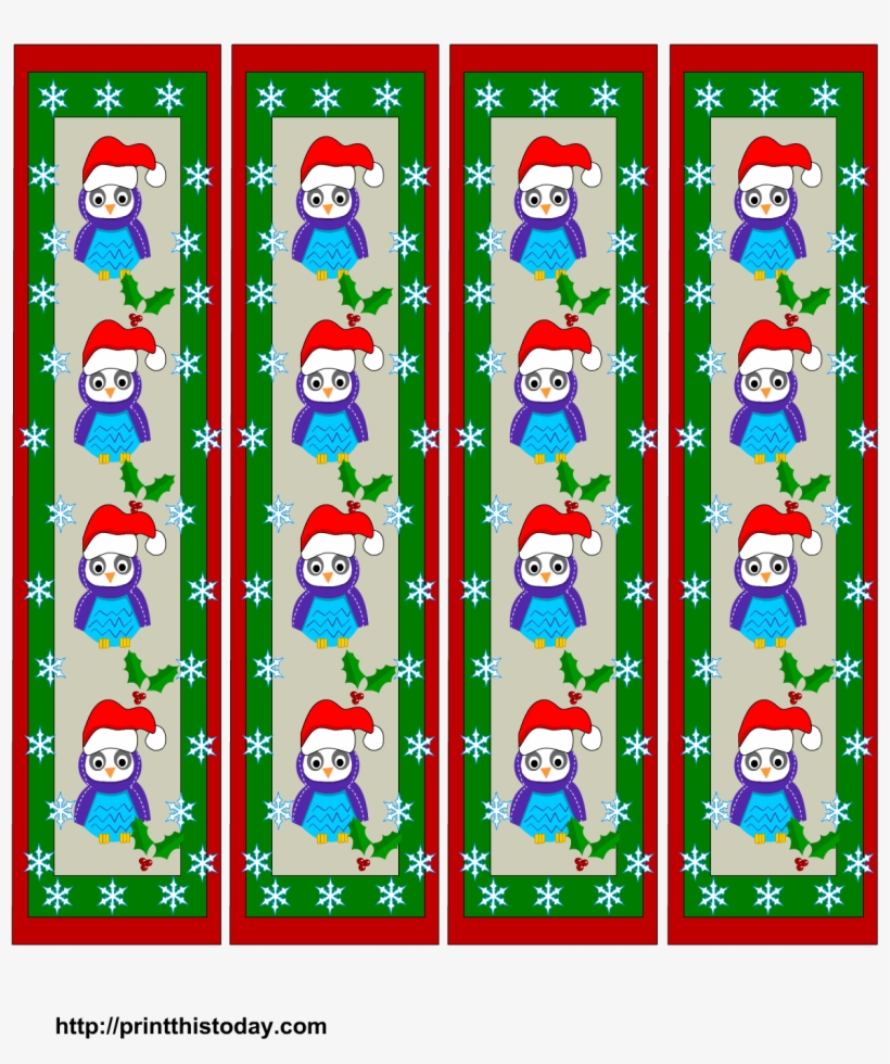 Cute Owls Christmas Bookmarks Printables - Cute Printable Bookmarks Christmas, transparent png #9558636