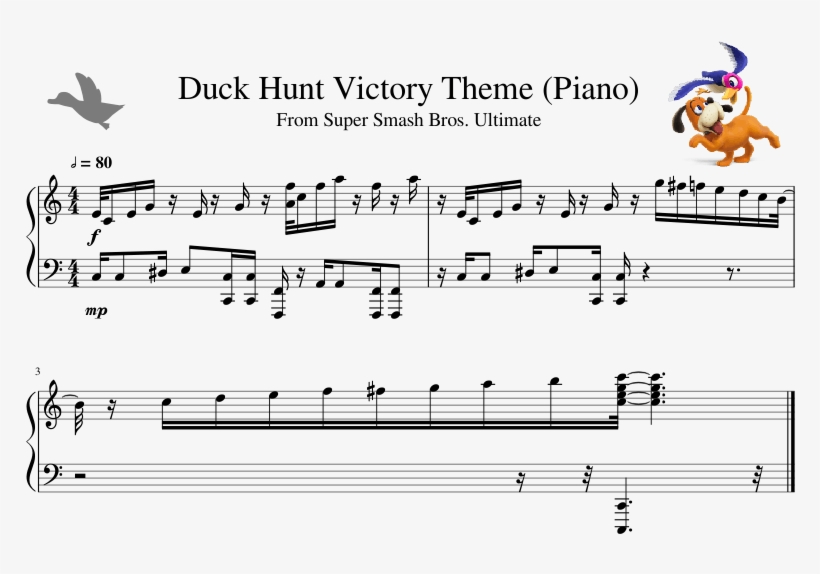 Duck Hunt Victory Theme Piano - Outlander Sheet Music, transparent png #9562782