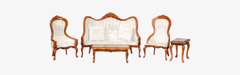 1 Inch Scale Dollhouse Victorian Living Room Set White - Dollhouse, transparent png #9564455