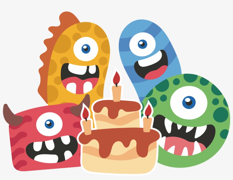 Birthday Party Cartoon - Cute Monster Birthday Png, transparent png #9564659