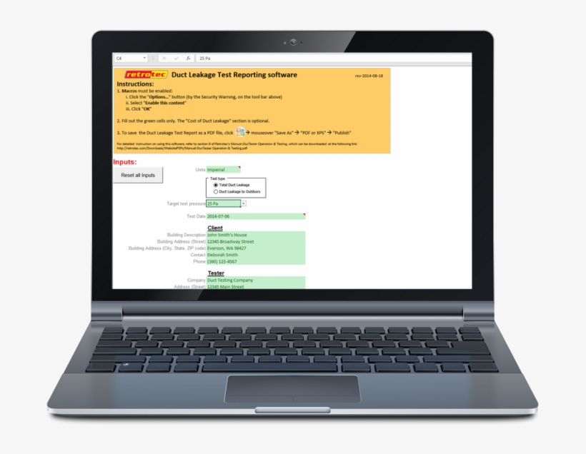 Duct Leakage Test Report Generator For Excel 2007 1 - Laptop Svg, transparent png #9565369