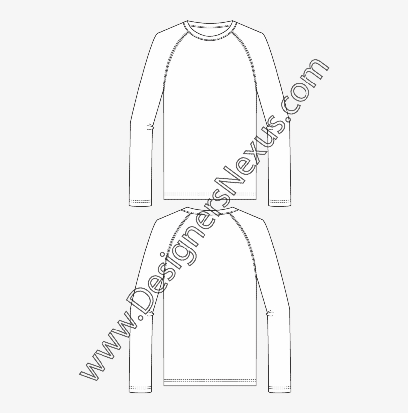 Dress Shirt Clipart Flat Sketch Men's - Raglan Sleeve Flat Sketch, transparent png #9576676