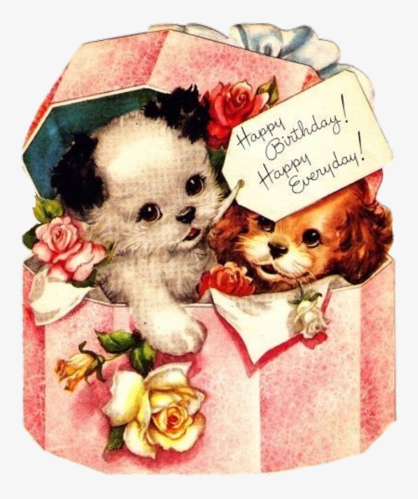 Aesthetic#my Edit - Vintage Birthday Cards With Dogs, transparent png #9580682