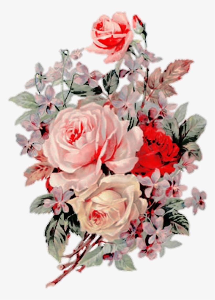 #flowers #red #pink #vintage #overlay #overlays #edit - Vintage Flowers Transparent Background, transparent png #9580712