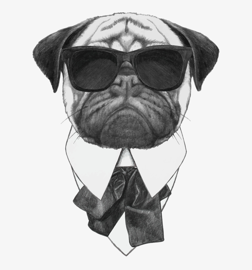 Sunglasses Photography Pug Dog Illustration Stock Cool - Pug Art, transparent png #9582375