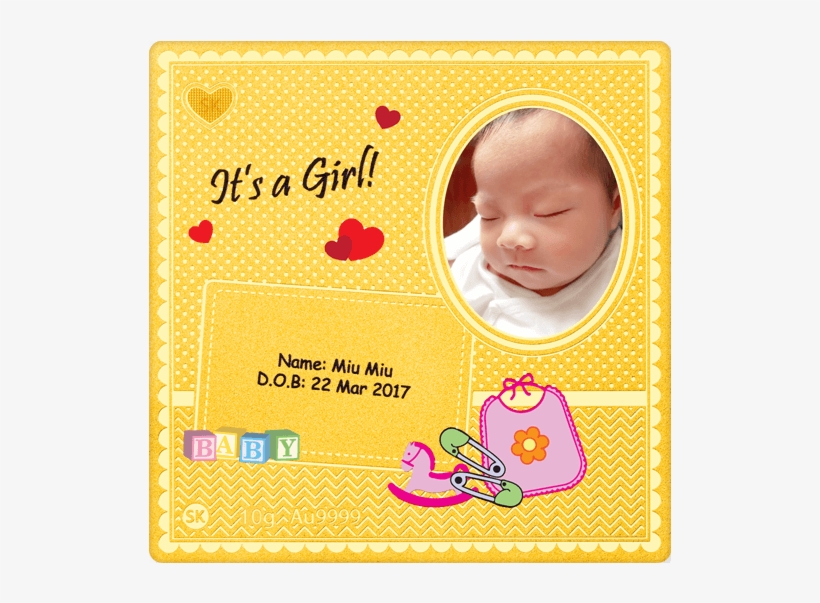 It's A Girl 999 Pure Gold Bar Yb384-b2 - Baby, transparent png #9584584