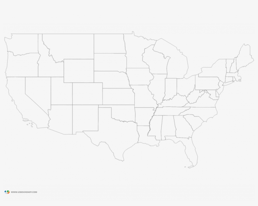 Download Us Map State Outlines - Us Map, transparent png #9586825