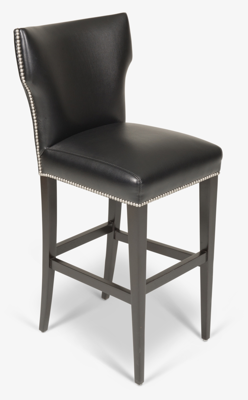 Black Barstool With Silver Accent Nail Heads - Chair, transparent png #9589320