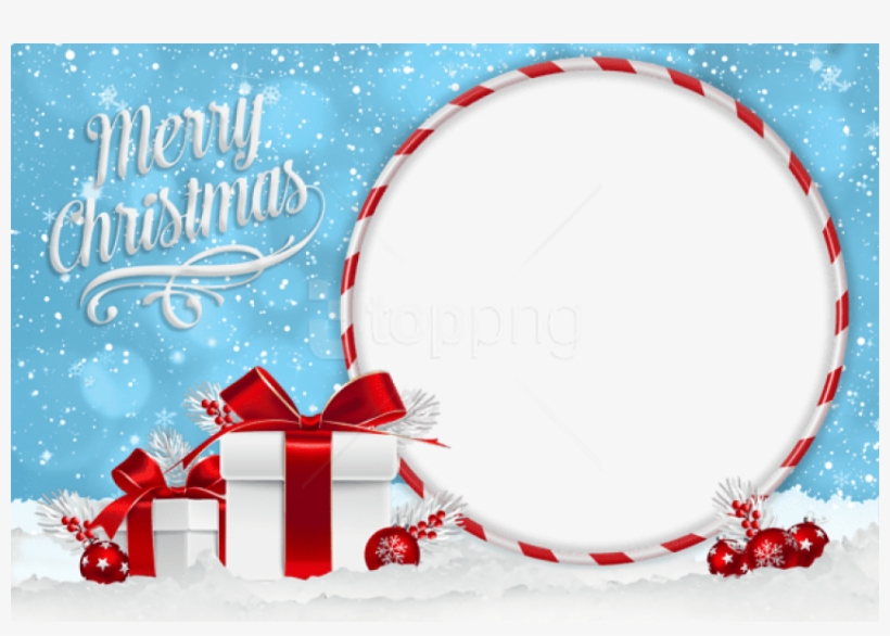 Christmas Blue Photo Frame With Christmas Gifts Png - Christmas Gift Transparent Background, transparent png #9590148