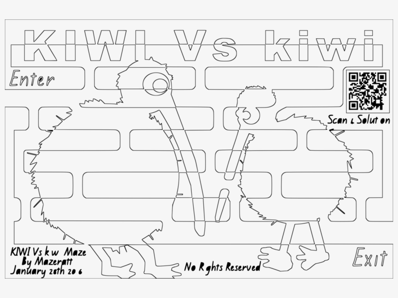 Kiwi Vs Kiwi Coloring For Grown Ups Maze - Diagram, transparent png #9591176