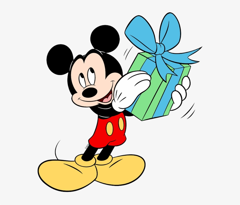 Download Mickey Mouse S Present Mickey Mouse Birthday Mickey Mouse With Gift Free Transparent Png Download Pngkey