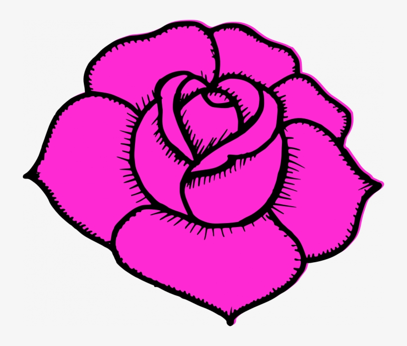 Medium Size Of How To Draw A Simple Rose Bush Bunch - Simple Pink Rose Drawing, transparent png #9594233