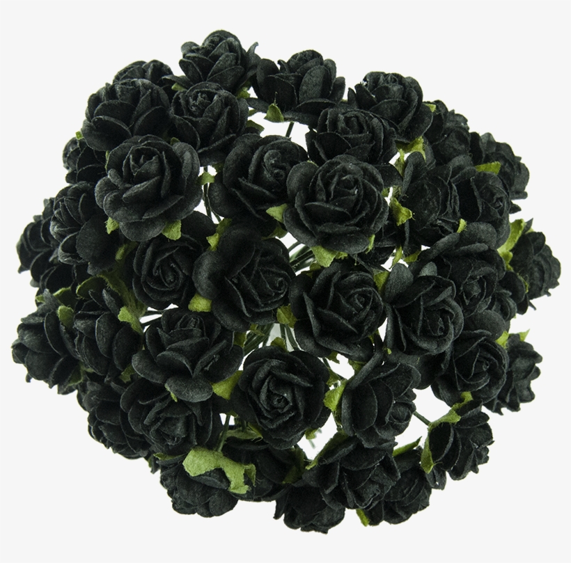 Jet Black Mulberry Paper Open Roses - Jet Black Roses, transparent png #9595008