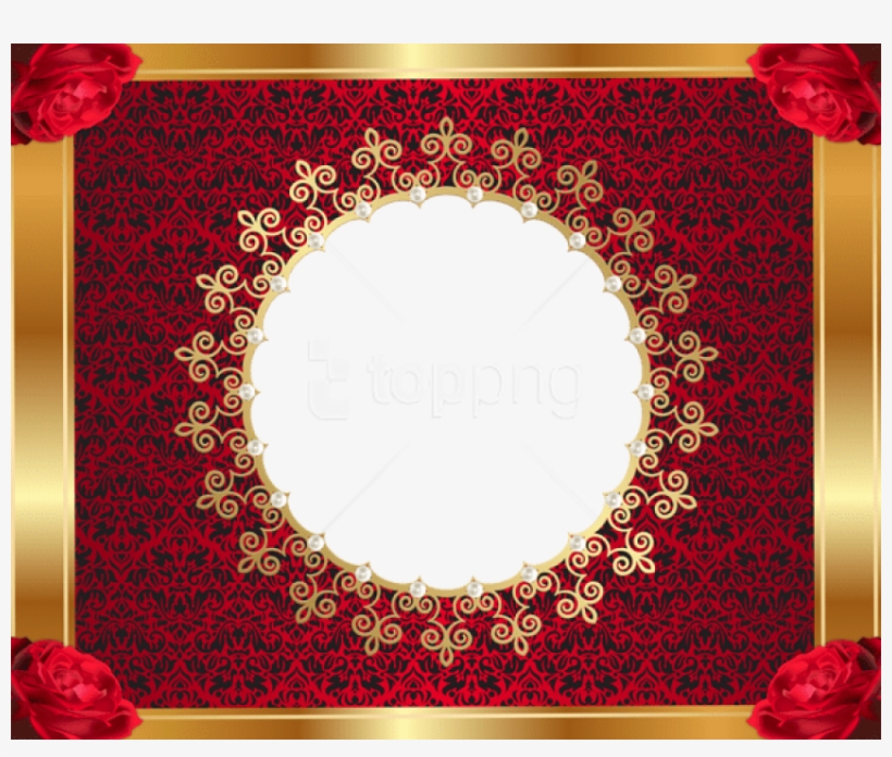 Free Png Best Stock Photos Red And Goldframe With Roses - Red Gold Picture Frames, transparent png #9595289