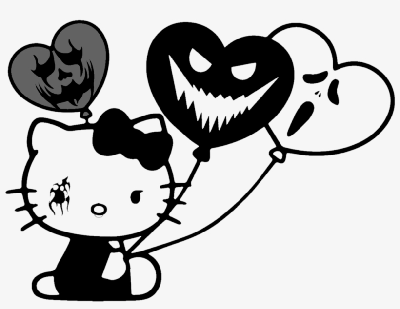 #hellokitty #kitty #creepy #cat #ballons #goth #emo - Transparent Hello Kitty Png, transparent png #9596230