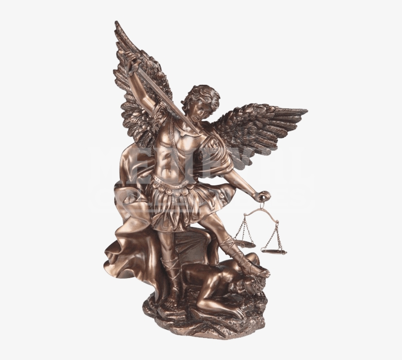 Michael Defeating Demon Statue - Demon Statue Png, transparent png #9597200